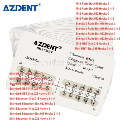  Suportes de metal ortodônticos dentais AZDENT AZDENT VENDA EM TODOS OS TAMANHOS 20 PEÇAS/pacote - Imagem 1 de 4