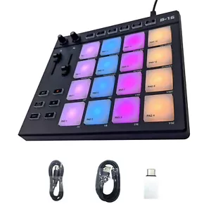 Protable USB MIDI Controller Beat Maker 16 Beat Pads 2 Fader Knobs Drum Machine - Picture 1 of 14