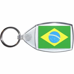 Brazil Flag Clear Plastic Key Ring (S, M or L) - Picture 1 of 8