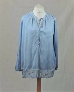 Tom Tailor Casual Blue Washed Lace Blouse Size 18 Uk Rrp £45 CR013 EE 11 - Picture 1 of 7
