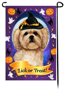 Halloween Garden Flag - Cream Lhasa Apso - Picture 1 of 1