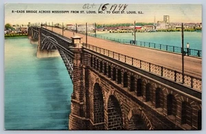 Eads Bridge Across Mississippi St. Louis Missouri Postcard - Picture 1 of 2
