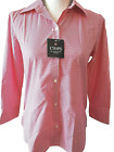 Nwt Chaps Womens White Pink Plaid Button Up 3/4 Sleeve Shirt Size Small S