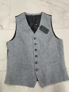 NWT $498 John varvatos Wooster Vest In Dusted Blue Size:44 - Picture 1 of 4