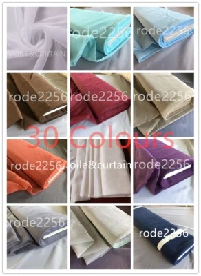 VOILE FABRIC WIDE 59'' (150cm) SOLD BY THE METER 30 Colours Free Delivery  - Image 1 of 4