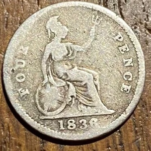 PIECE DE 4 PENCE 1836 WILLIAM IIII ROYAUME-UNI EN ARGENT (1157) RECHERCHÉE - Picture 1 of 2