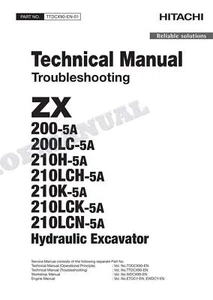 Hitachi ZX210LCK-5A ZX210LCN-5A Bagger Serviceanleitung Fehlersuche - Bild 1 von 8