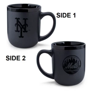 New York Mets 17oz Matte Black Coffee Mug [NEW] MLB Tea Cup Hot Tumbler - Picture 1 of 1