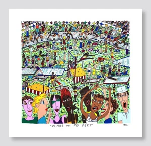 James Rizzi ▪ 3D-Vorlage 1992 ▪ WINGS ON MY FEET ▪ Siebdruck betitelt, datiert - Bild 1 von 5