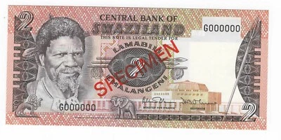 1984 SWAZILAND 2 E P8S2 SPECIMEN GEM UNC. #128-8 - Image 1 of 2
