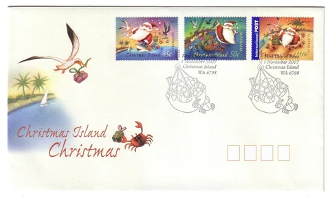 2007 FDC Christmas Island. Christmas. "Crab & Presents" Pict.PMK Cover