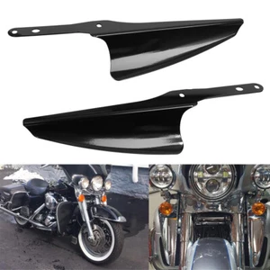 Gloss Black Front Fork Mount Wind Deflectors for Harley Road King FLHR 1995-up - Imagen 1 de 12