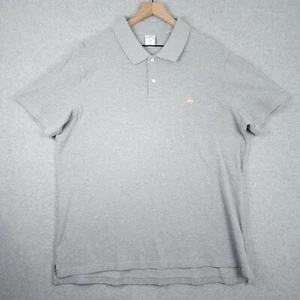 Brooks Brothers Polo Shirt Mens 2XL XXL Gray Gold Logo 1818 Slim Fit Cotton - Picture 1 of 7