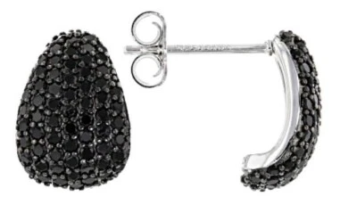 Black Spinel Rhodium Over Sterling Silver Earrings 1.33ctw NEW - Image 1 of 4