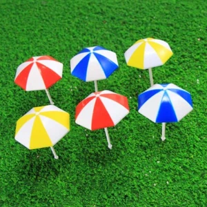 TYS11050 6pcs O Gauge 1:50 Model Sun Umbrella Parasol Colorful Garden Beach - Picture 1 of 4