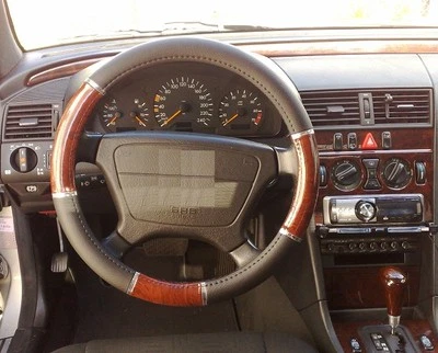 Lenkrad Bezug in Holz Optik 6 Chromringe von Richter für Lenkräder bis 39,5 cm - Bild 1 von 4