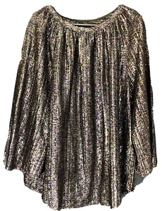 Women’s Elegant Boat Neck Sparkling Threaded Blouse Vintage - Picture 1 of 3