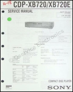 Sony CDP-XB720 CDP-XB720E Original gedruckt werkseitig Servicehandbuch mit Diagrammen - Bild 1 von 1