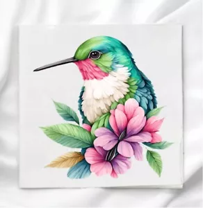 Blumen Kolibri Stoff Panel Quilt Block zum Steppen Basteln Nähen HBF102 - Bild 1 von 2