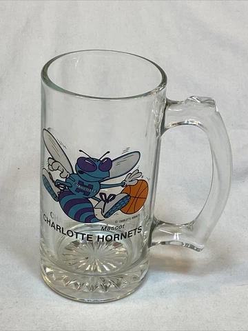 Charlotte Hornets Hugo Mascot Logo Glass Beer Mug NBA Basketball North Carolina Cover