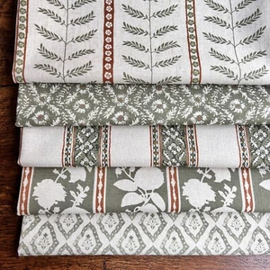 COLECCIÓN ORÉGANO Tela Lino/Algodón Estampado en Bloques, Precio por 1/2m - Imagen 1 de 18
