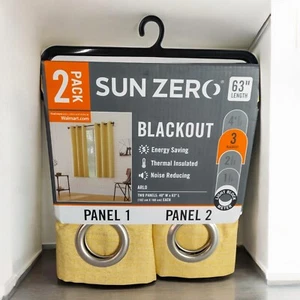Sun Zero Arlo strukturierte VERDUNKELUNG Sonnenblumen Vorhänge Panel 2er Pack 40” B x 63” L  - Bild 1 von 16