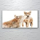 Glasbilder Wandbild Druck auf Glas 120x60 Tiere roter Wolf mit Kinder Skizze