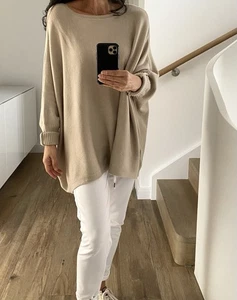 Pullover Shirt Beige Weit Oversized 36 38 40 42 44 46 48 Neu Strick Camel Italy - Bild 1 von 6