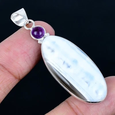 Colgante hecho a mano Owhyee ópalo enchapado en plata 925 de 2,37" Foto 1 de 3