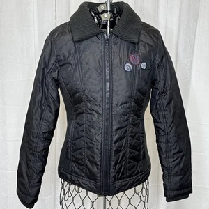 Vintage 90s Volcom Jacket Womens Black 3 Patches Insulated Full Zip Outdoor - Picture 1 of 17