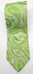 Vintage Paul Malone Palm Beach Herrenkrawatte 100 % Seide handgefertigt grün Paisley - Bild 1 von 5