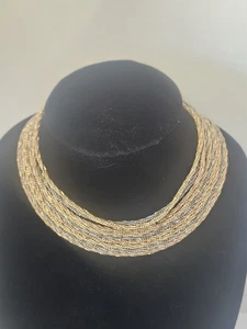 Collar de cadena vintage 1959 Christian Dior 9 hilos dos tonos Alemania 9" - Imagen 1 de 12