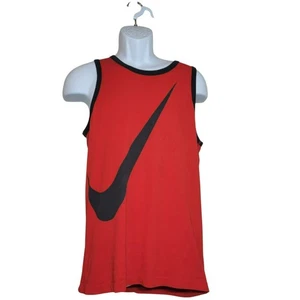 Camiseta sin mangas deportiva Nike, para hombre M, roja con ribete negro y gráfico Nike Swoosh, usada en excelente estado - Imagen 1 de 11