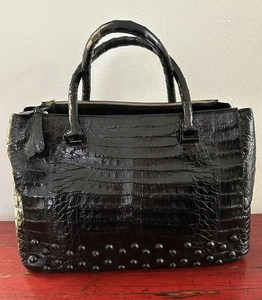 Nancy Gonzalez COCODRILO NEGRO Bolso de Hombro GRANDE Doble Asas Bolso de Mano - Imagen 1 de 19