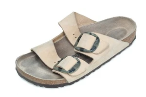 Birkenstock Big Buckle Arizona Almond Nubuck Tortoise Shoes Slip On 38 Ladies 7 - Picture 1 of 17