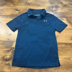 Boys Under Armour Heat Gear M Teal Polo Shirt Kids EUC 6-8 Years Back To School - Picture 1 of 9