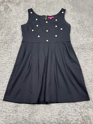 Vestido feminino Betsey Johnson 14 preto pérola cravejado plissado sem mangas bainha midi - Imagem 1 de 4