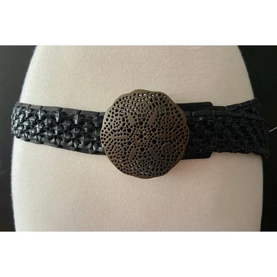 Cinturón de cuero tejido negro LUCKY BRAND con hebilla Boho talla XS/S Foto 1 de 4