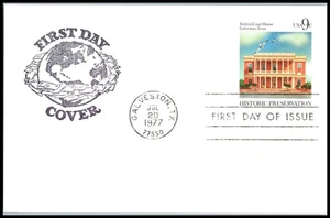 1977 Postal Card 9c Sc UX71 FDC Federal Court House Galveston TX generic cachet - Picture 1 of 1