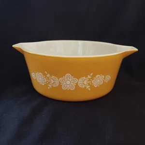 Pyrex Casserole Bowl Cinderella Butterfly Gold 2½ quart #475B Vintage READ DESC - Picture 1 of 13