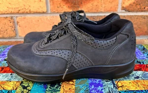 USA-made "SAS" Charcoal Leather Sneakers. 'Walk Easy". US7.5 Clean & EC - Picture 1 of 10