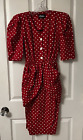 Vintage 80s Choon California Red and White Polka Dot Dress  Size Small 40s Inspo