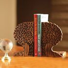 Wooden Engraved Tree of Life Book End Racks Shelf Stand Case Stopper Holders