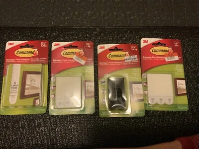 Lot of 4 Packages 3M Command Brand Picture Hanging Strips. Various Sizes. New. - Image 1 of 4