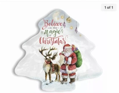 Michel Design Works Christmas Believe Tree Shaped Melamine Serveware Plate  - Image 1 of 4