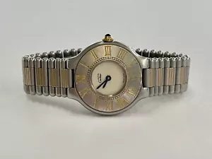 Must De Cartier 21 18k Gold & Stainless Steel Roman Numeral 22mm Quartz Watch - Picture 1 of 8