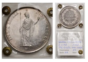 ITALIA GOVERNO PROVVISORIO DI LOMBARDIA 5 lire 1848 Milano Rami Lunghi - SPL - Imagen 1 de 9
