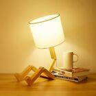 Nachttischlampe Holz LED E27 Schlafzimmer Schreibtischlampe Roboter Tischlampe