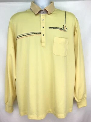 MUNSINGWEAR GrandSlam VTG Polo Shirt Size 3L Long Sleeve Japan Yellow (Stains)  - Image 1 of 4
