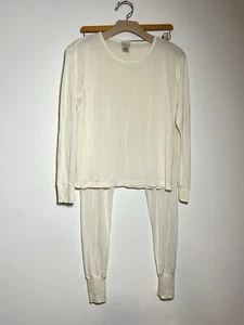 VTG 90s LL Bean Women's Set EUC Cream Silk Long John Base Layer Long Underwear M - Picture 1 of 8